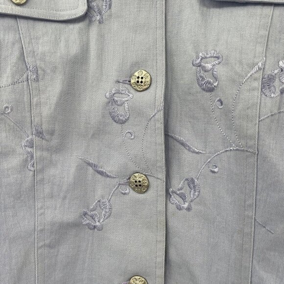 Christine Phillipe Women's embroidered jacket Size 10 Blue Floral - Picture 3 of 10